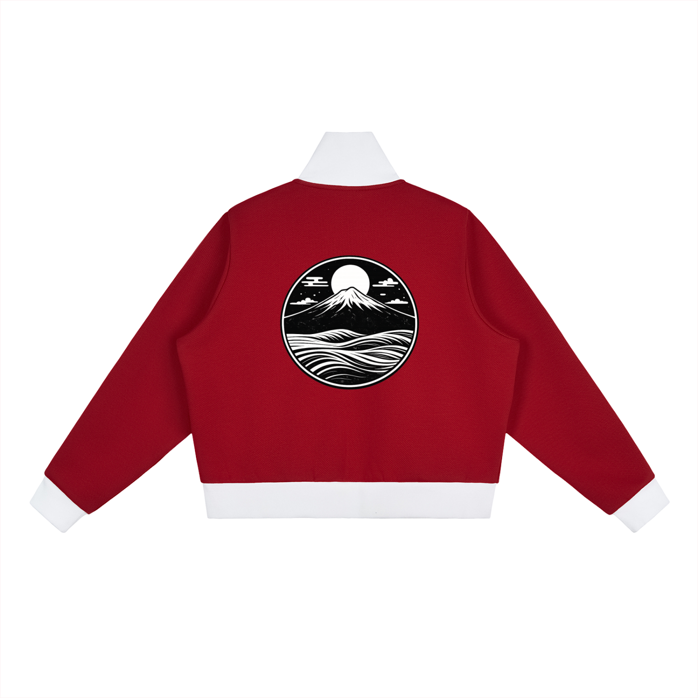 Contrast Side Stripe Fleece Cropped Track Jacket